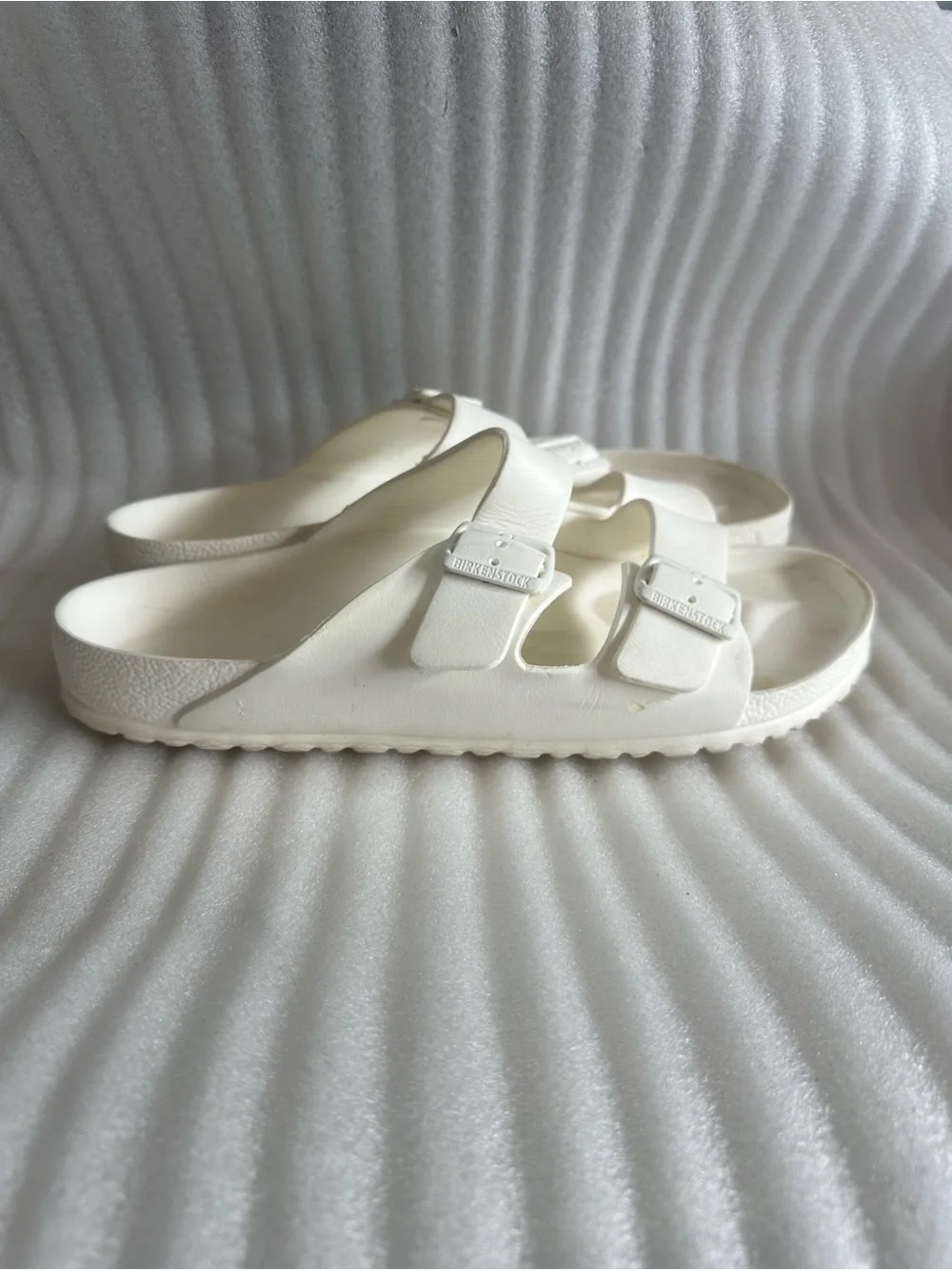 Men’s Birkenstock White Two-Strap Slide Sandals